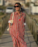 Vestido Maxi Chemise Listrada Zoe