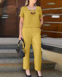 Conjunto Com Gola Quadrada Cássia