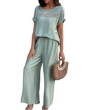 Conjunto de Manga Curta e Calças Largas Karine