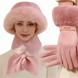 Conjunto 3 Peças Inverno Manga Rosa - Gorro, Cachecol e Luvas