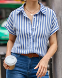 Camisa Listrada com Mangas Curtas Somália