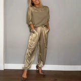 Conjunto Calça e Blusa Melina Manga Rosa