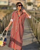 Vestido Maxi Chemise Listrada Zoe